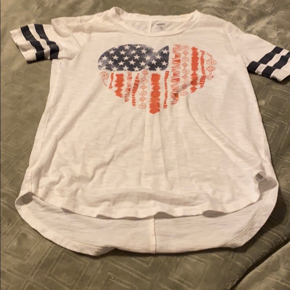 White American Flag heart T-shirt